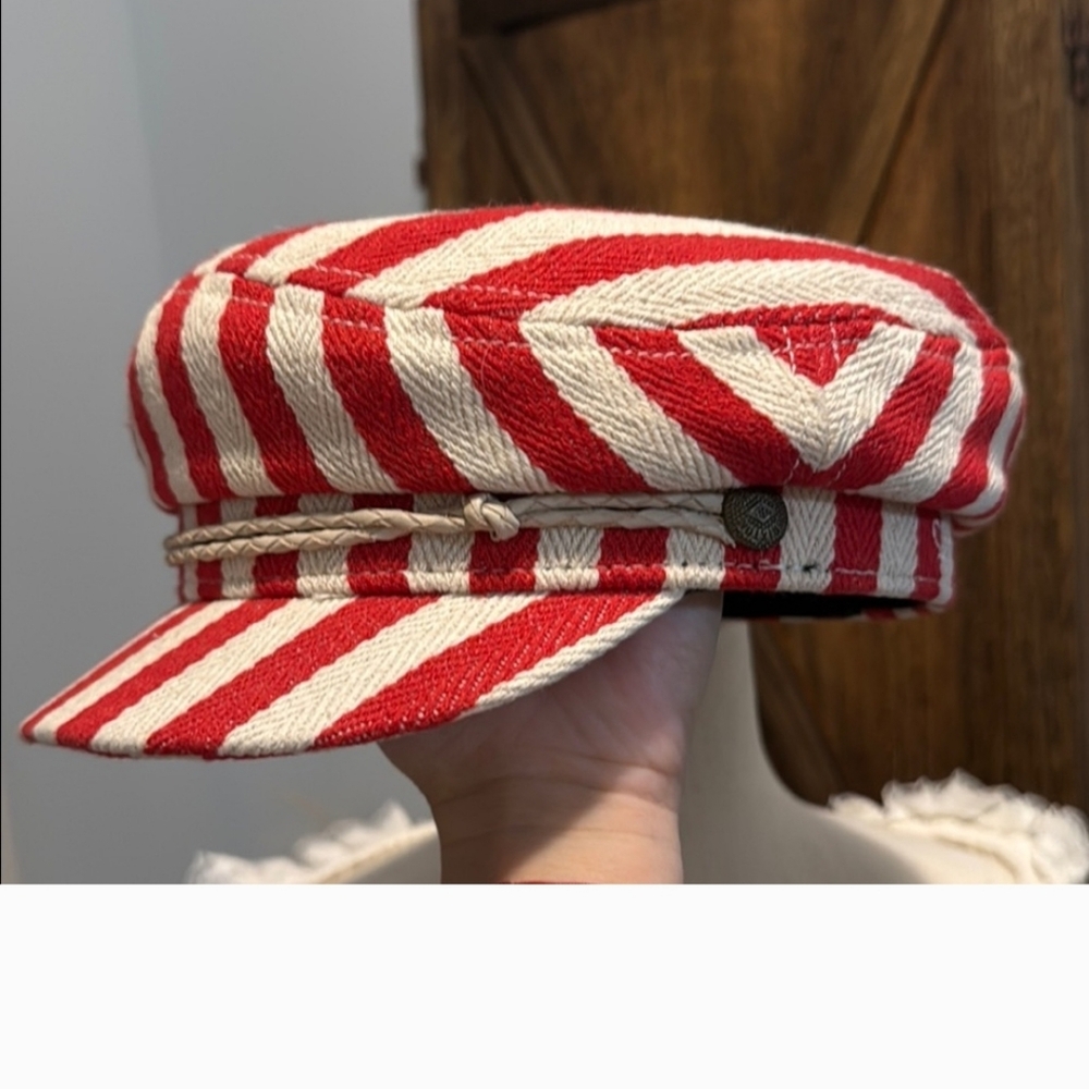 Brixton Red and Cream Striped Hat - Picture 5 of 6